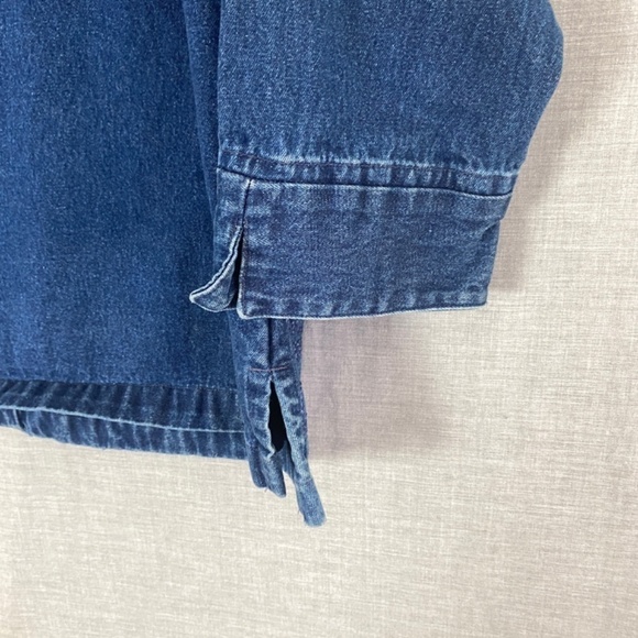 Alia Jean Jacket Womens 2X Blue Cotton Embroidered Flowers Pockets Metal Buttons - Picture 5 of 10